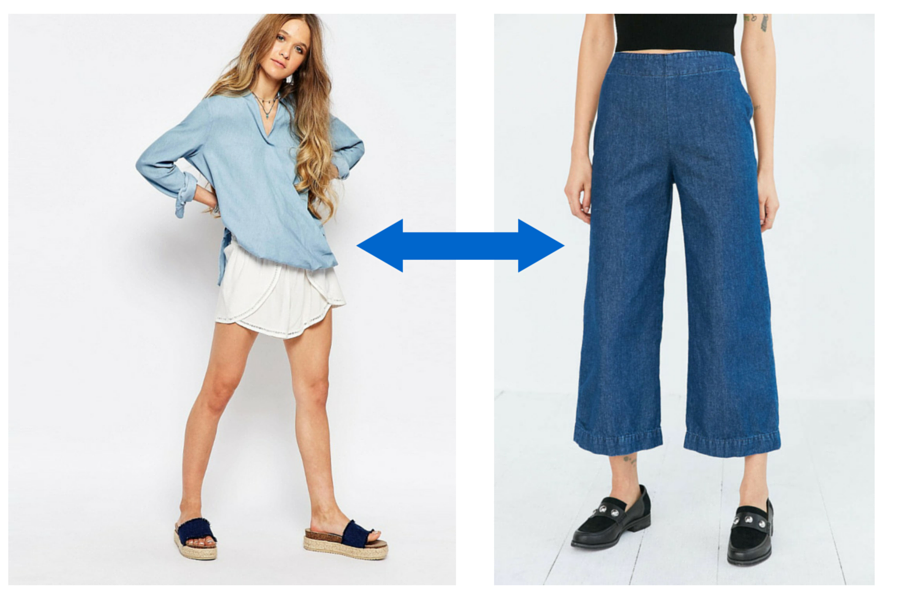 urban outfitters, asos, chambray wrap top, denim wide leg