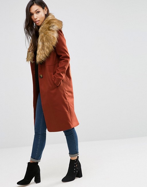 AMSKY Women Winter Coat Keep Warm Outerwear Loose Big Collar Fur Coat